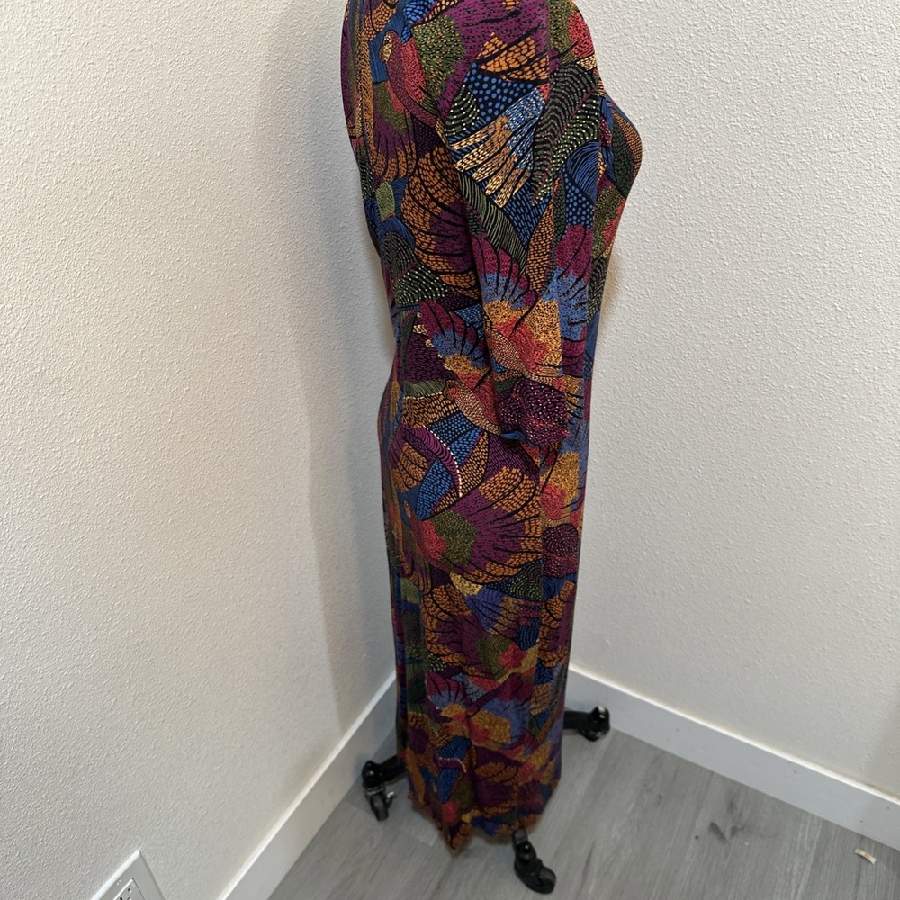 Farm Rio Women's Colorful Botanical Print 3/4 Sleeve Midi Dress Sz M - Picture 8 of 10